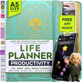 Life Planner - Undated Weekly & Monthly Planner, 12-Month Journey to Increase Productivity | Gratitude Journal, Life Organizer & Goal Journal | Include Foldable Vision Board, Habit Tracker & Stickers