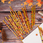 Kolewo4ever 100 Pieces Thanksgiving Pencils Assortment Cylinder Wood Pencil Maple Leaf Autumn Turkey Pencil For Thanksgiving Pumpkin Autumn Gift,6 Styles