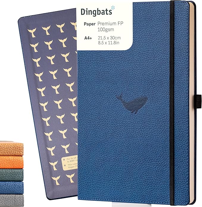 Dingbats* - Wildlife Lined Extra Large A4 Notebook - PU Leather Hardcover Journal for Work, Writing - Pocket, Elastic Closure, Pen Holder, Bookmark