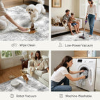 GENIMO Washable Area Rugs for Living Room, 9x12 Modern Non Slip Rugs, Low Pile Lightweight Soft Print Rug for Bedroom, Dining Room, Home Office, Grey