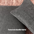 Amazon Basics Chenille Throw Pillow Covers, Home Decor Cushion Cover for Bedroom Living Room Couch Bed, 16" W × 16" L, Dark Gray