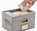 Remowith Greeting Card Organizer and Storage Box with 20 Pcs Adjustable Dividers, Storing Cards with 84 Pcs Labels Perfect for Storing Greeting Cards, Envelopes, Photos 1 Pack Grey