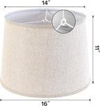 Drum Lamp Shade Large Beige 1 Pack, 14"To×16"Bottom ×11"High(Spider), Modern Farmhouse Lamp Shades for Floor&Table Lamps Replacement Living Room/Bedroom，Required Assembly，By GO&SO