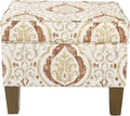 Spatial Order Square Ottoman - Burnt Orange and Cream Medallion
