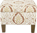 Spatial Order Square Ottoman - Burnt Orange and Cream Medallion