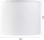 White Linen lampshades Large Drum Lamp Shade 16" Top x 16" Bottom x 12" High (Spider) Modern Lamp Shade for Table&Floor Lamp - Lampshades Replacement By GO&SO Assembly Required
