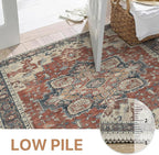 GENIMO 2'6''x8 Runner Rugs for Hallway, Machine Washable Non Slip Vintage Rugs, Low Pile Lightweight Soft Print Rug for enrtyway, Corridor, Home Office, Kitchen, Bordeaux