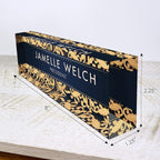 Artblox Personalized Name Plate For Desk | Black & White Marble Design On Clear Acrylic Glass | Custom Plaque Desk Name Plate Personalized Your Name And Credentials Office Office Sign Engraved Plaque