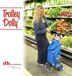 dbest products Trolley Dolly Blue Foldable Shopping cart for Groceries with Wheels and Removable Bag and Rolling Personal Handtruck, Standard