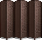Sorbus 6 Panel Room Divider 6 ft. Tall - Privacy Screen, Extra Wide Double Hinged Panels, Mesh Hand-Woven Design, Partition Room Dividers and Folding Privacy Screens, Wall Divider for Room Separation