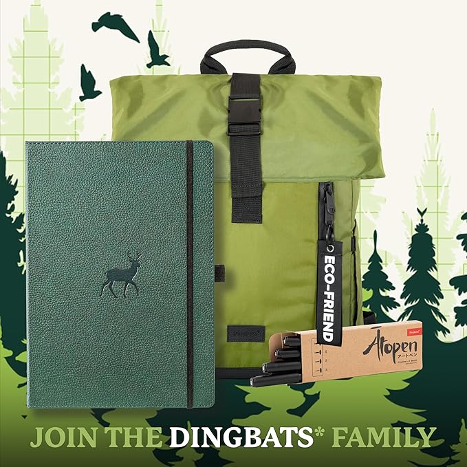 Dingbats* - Wildlife Dotted Extra Large A4 Notebook - PU Leather Hardcover Journal for Work, Writing - Pocket, Elastic Closure, Pen Holder, Bookmark