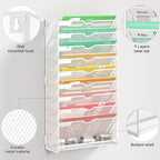 Lavatino 10-Tier Hanging File Organizer, Wall Mount File Holder for Mails Folders Papers Magazine Organization, Vertical Document Organizer for Office Home White