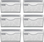 EasyPAG 6 Pack Wall File Organizer with Label Panel, Mesh Hanging File Folder Organizer for Letter/A4 Size Folders, Wall Mounted Vertical Mail Holder for Paperwork, Office, Home, School, Silver