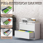 mysteeldepot 2 Drawer Lateral File Cabinet with Lock, File Cabinet, Metal Lateral Filing Cabinets for Home Office, File Storage Cabinet for Legal/Letter/A4 Documents, Assembly Required (White, 35'W)