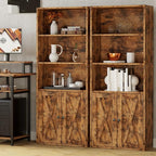 IRONCK Industrial Bookshelves and Bookcases with Doors 11.8 in Depth Floor Standing 5 Shelf Display Storage Shelves Bookcase Home Decor Furniture for Home, Office, Living Room, Bedroom