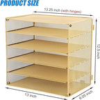 EASEPRES 5 Slot Mesh Desk Organizer Tray, File Paper Letter Folder Holder Desktop Paper Sorter Mail Organization Rack Storage Accessories, for Office Home School Classroom, Gold