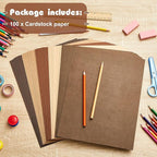 Sinmoe 100 Sheets 5 Shades Cardstock Paper 8.5 x 11 Inches 180gsm Solid Core Printer Paper for Scrapbooking DIY Arts Crafts Making Office Home Supplies (Brown Series)