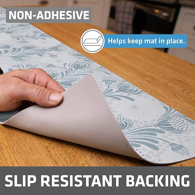 Drymate Premium Luxury Shelf & Drawer Liner, Thick Cushioned Fabric, Non-Adhesive, Absorbent, Waterproof, Slip-Resistant, Liners for Kitchen Cabinets (USA Made)(12”x59”)(24-Pack)(Light Blue)