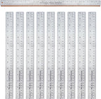 Breman Precision Metal Ruler 24 Inch Cork Back – 10 Pk Stainless Steel Straight Edge, Flexible Non-Slip Metal Ruler with Cork Backing – Imperial & Metric for Crafting, School, Workshop & Home Use