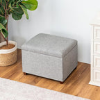 Joveco 24" Linen Storage Ottoman Bench, Rectangle Foot Rest Stool for Living Room, Bedroom, Entryway, Linen Gray
