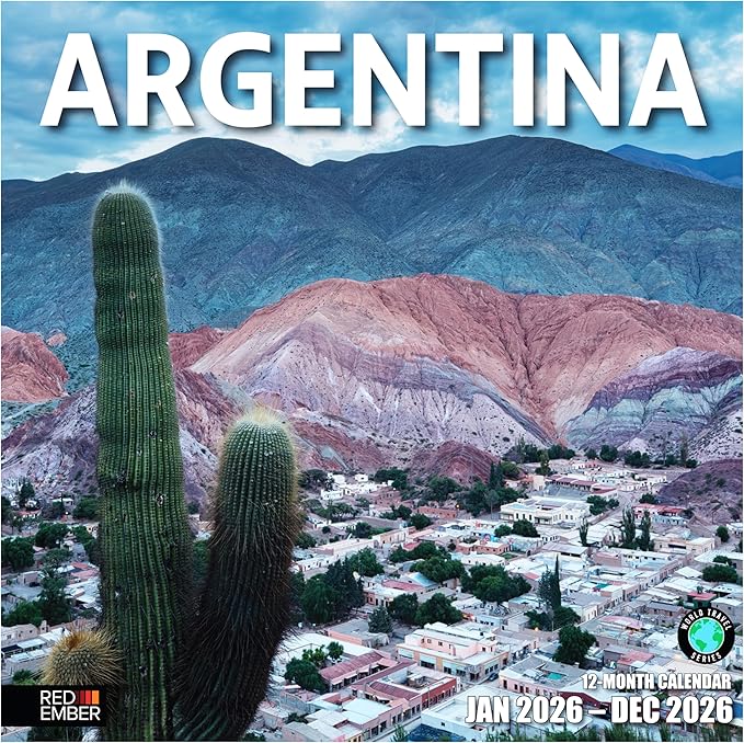 RED EMBER Argentina 2026 Wall Calendar 12 Month | 12" x 24" Open | Thick & Sturdy Paper | Holiday Gift | Travel Calendar 2026