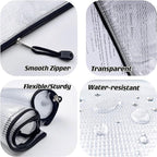 Oaimyy-18 Pcs,Plastic Mesh Zipper Pouch Document Folders Bag Zipper Zip File Folders for Office Supplies, Travel,Organizing Storage (6 Sizes, Black)
