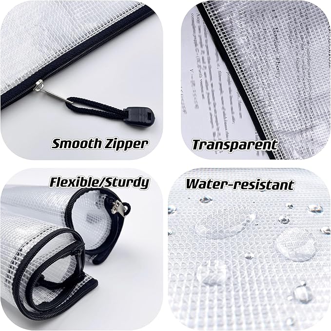 Oaimyy-18 Pcs-5"x 7"-Mesh Zipper Pouches File Bags Puzzle Storage Bags Folders Large Bag Zip Pouch for Office Supplies,Organizing Classroom Storage,Board Game Organization-Black