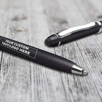 DISCOUNT PROMOS Custom Twist Action Plastic Stylus Pens, Set of 50, Personalized Bulk Pack - Pens for Work, Cool Pens for Writing, Black Ink - Black