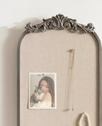 Kate and Laurel Arendahl Arch Pinboard; 13 x 25; Silver; Framed Arched Ornate Vintage Cork Board for Use as Motivational Vision Board or Wall Organizer