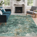 GENIMO Washable Rugs 8x10 Area Rugs for Living Room Bedroom, Modern Lightweight Rug Ultra Soft Indoor Area Rugs 8x10 for Dining Room, Low Pile Carpet with Non Slip Backing, Turquoise