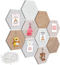 Fwpelt 15'' Large Hexagon Cork-Bulletin Board Tiles Adhesive Frameless 10 Pack 15 x 13 inch Hex Pin Corkboard Prayer Vision Cork Board for Office-Wall Decor, Hexagonal Tack Pinboard with 30 Push Pins