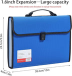 JIZISO Legal Size 13 Pocket Accordian File Organizer Expanding File Folder for FC A4 Paper, Briefcase File Case with Durable Handle & Buckle Closure for School Home & Business (Blue-2)