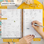 PLANBERRY Large Hourly Schedule Planner Premium – Undated Organizer for Productivity, Time Management & Budget, 8x10.4″ (Rose Flamingo)
