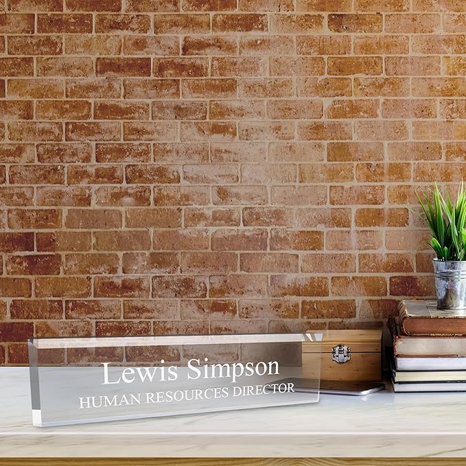 SignsByLITA Personalized Acrylic Desk Name Plate 2" x 10" - Office Desk Accessories Décor