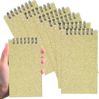 Tenceur 6 Pcs Pocket Notebook Small 3x5 Inch Spiral Notepads Mini Top Bound Notebook with Lined 120 Pages Ruled Memo Pads for Office College Nurse Essentials Back to School Gift (Glitter Gold)