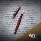Wordsworth & Black Fountain Pen Gift Set, Includes Ink Bottle, 6 Ink Cartridges,Refill Converter, 4 Replacement Nibs, Luxury Bamboo, Journaling, Calligraphy, Smooth Writing Pens [Violet Wood]
