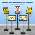 VAIIGO 6Packs 11x17 Inch Adjustable Pedestal Poster Sign Stand, Heavy Duty Floor Standing Sign Holder Stand Aluminum Snap Open Frame for Vertical and Horizontal View Sign Displayed(Black)