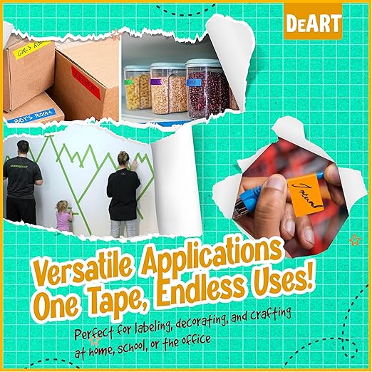 DEART Colored Masking Painters Labeling Tape Masking Tape 1 inch Color Painter Tapes for Arts & Crafts Labeling or Coding, Art Supplies Color Tape Rolls, Colorful Craft Tapes