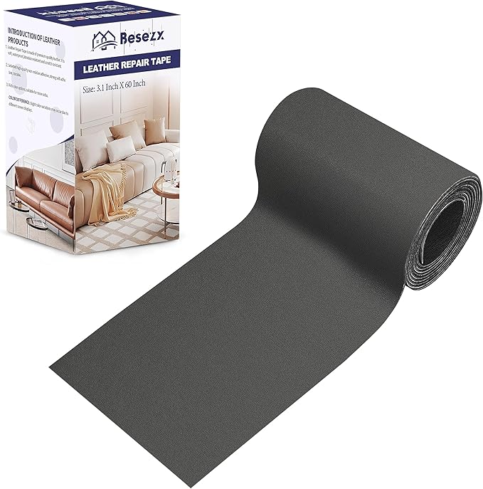 Leather Repair Patch Tape Kit, Self Adhesive Leather Repair for Furniture, Couch, Sofa, Car Seats,Office Chair,Vinyl Repair Kit.3.1inx60in
