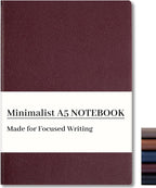 CAGIE Lined Journal Notebook for Men & Women,176 Pages A5 Medium Size Softcover Leather Journals for Writing,Travel,Business,Work & School, 100 GSM Thick Paper (5.7'' x 8.3'') (Burgundy)