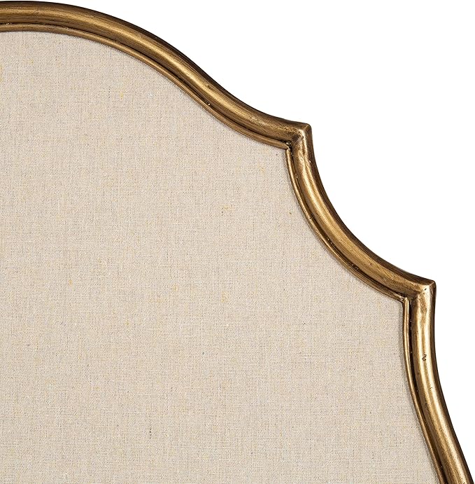 Kate and Laurel Leanna Decorative Scalloped Metal Pinboard; 24 x 36; Gold; Framed Rounded Oval Vintage Bulletin Board for Unique Display; Organization; and Decor