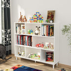 Chyanmoo Wood Cube Storage Organizer White Bookshelf - 3-Tier Freestanding Storage Cabinet with Legs for Home Office, 8-Cubes Open Shelf