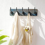 Dseap Coat Rack Wall: Patented, Heavy-Duty, 5-Double-Hooks Wooden Wall Mounted Coat Rack Coat Hanger Hook Rail for Winter Coats Hat Jacket Clothing, Weathered Blue, Pack of 2