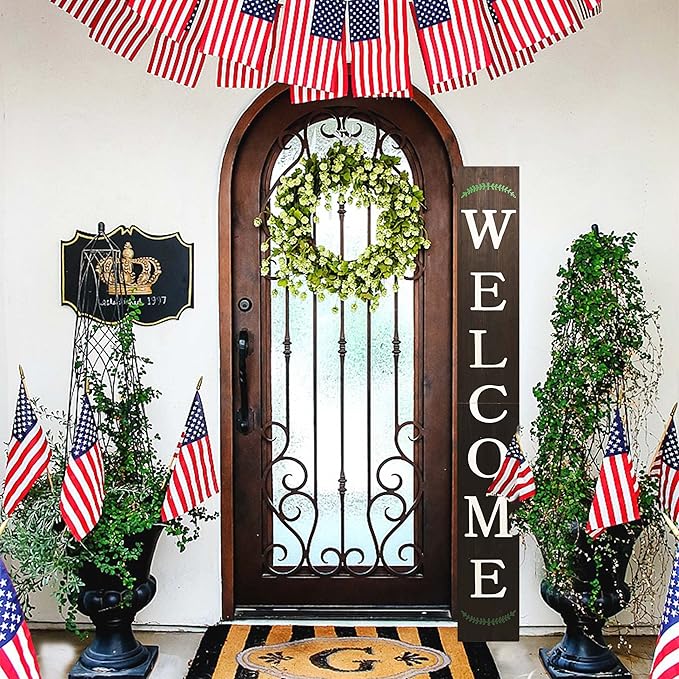 Tall Outdoor Welcome Sign, 6ft Brown Rustic Modern Farmhouse Welcome Sign for Front Door & Porch Decor, Fall Home Decor