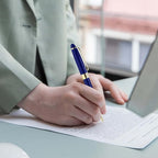 DISCOUNT PROMOS 10 Ultra Executive Pens Pack - Twist To Write, Gold Accent - Blue