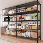 5 Tier Storage Shelves Metal Shelving Unit Load 1500LBS,Adjustable Wire Shelving Pantry Shelves for Storage,Kitchen Shelves Storage Rack for Commercial Garage Shelving Heavy Duty,61.7"W*72.4"H*15.8"D