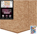 Bouiexye Felt Cork Board Tiles 6 Pack Grey Brown Boards 12"x12" - 1/2" Thick Corkboards for Wall Bulletin Board Self Adhesive with 100 Push Pins for Wall School Home Office