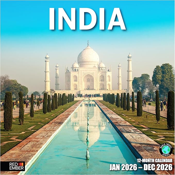 RED EMBER India 2026 Wall Calendar 12 Month | 12" x 24" Open | Thick & Sturdy Paper | Holiday Gift | Travel Calendar 2026