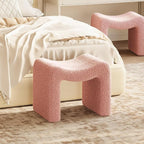 ZYKZYK Ottoman Vanity Seat, Plush Velvet Backless Stool and Small Foot Rest, Modern Accent Seating for Bedroom, Makeup Table or Living Room, Pink