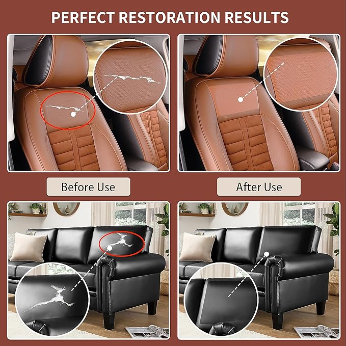 Leather Repair Patch Tape Kit, Self Adhesive Leather Repair for Furniture, Couch, Sofa, Car Seats,Office Chair,Vinyl Repair Kit.3.1inx60in